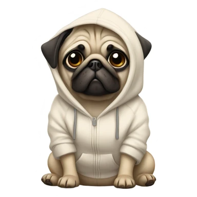 Pug wearing a hoodie  sticker