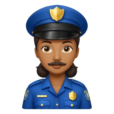 black woman with mustache wear police's uniform sticker