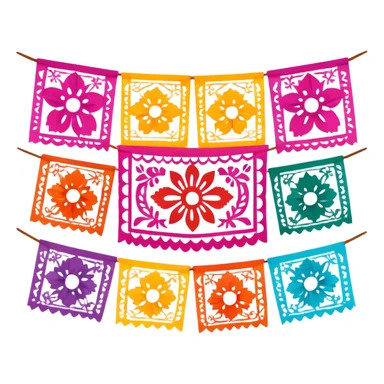 colorful papel picado Mexican banner decoration sticker
