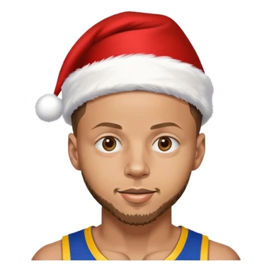 Steph curry wearing a Christmas hat sticker