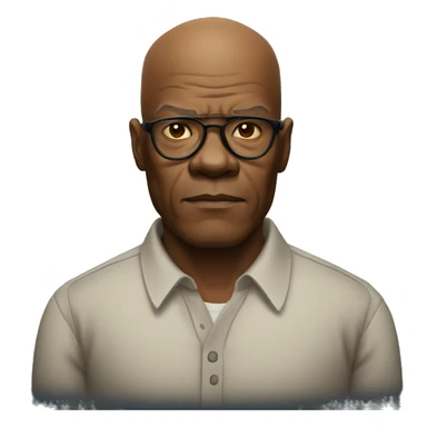 bald samuel l jackson serious wearing shirt sticker