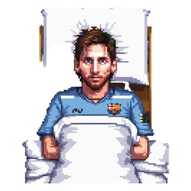 Lionel Messi waking up in bed sticker
