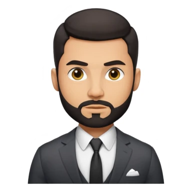 green eyes, dark short hair, muscular shoulders, big lips big nose big eyes, masculine good looking, dark beard wearing a suit . buttons of the shirt open. and olive skin tone  sticker