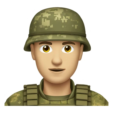 Ukrainian soldier, in camouflage pixel uniform sticker
