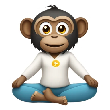 Monkey doing the downward dog yoga pose with a cheeky smile sticker