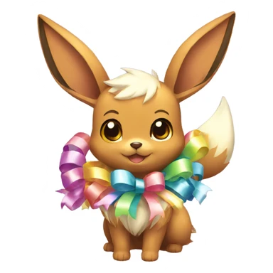Shiny colorful Eevee with ribbons sticker