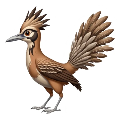 realistic roadrunner bird emoji, running with long feathered tail pointed down and back sticker