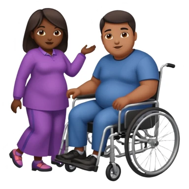 indian guy pushing fat girl in wheelchair  sticker