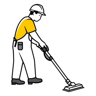 construction apprentice vacuum cleaning the floor sticker