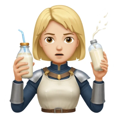 Un biberon avec du lait chaud et Jeanne d’arc en colère qui flotte dedans  sticker