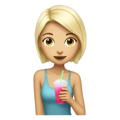 a blonde girl drinking boba  sticker