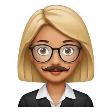 woman with glasses and mustache sticker