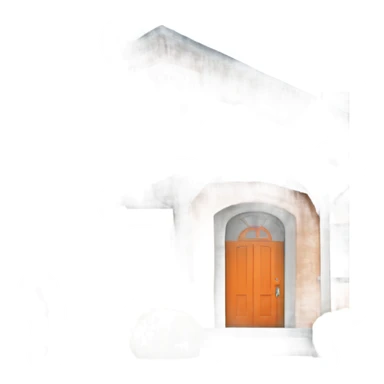 Single floor Sapphire colored ranch style house and an orange door sticker