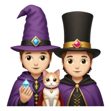 magician couple and their pet cat sticker
