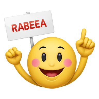 a cheering smiley with a sign saying "RABEA! GO!" sticker