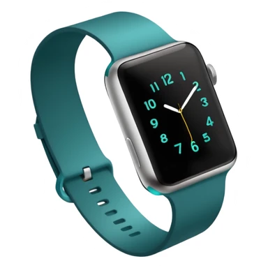 a teal fitbit band and an black apple watch lying flat in the style of an ios emoji  sticker
