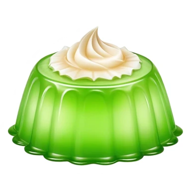 Cinematic Realistic Coconut Pandan Jelly Dessert Emoji, showcasing a delicate, translucent jelly infused with coconut and pandan rendered with lifelike detail and soft, tropical lighting. sticker
