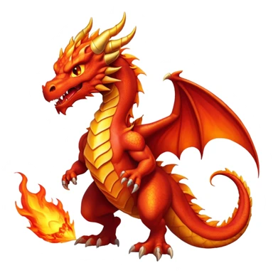 cinematic-noble-fierce-fire-dragon-full body-emoji,-poised-and-imposing,-with-a-muscular,-scaled-body-ablaze-in-fiery-hues-of-crimson,-molten-orange,-and-molten-gold,-and-intense,-burning-eyes-that-mirror-the-heart-of-a-volcano;-rendered in detail sticker