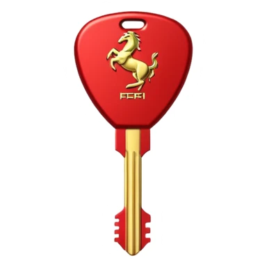 red Ferrari key with a gold background sticker
