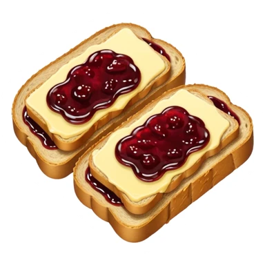 make a 2 slice of bread with butter and jam on top of it with not face sticker