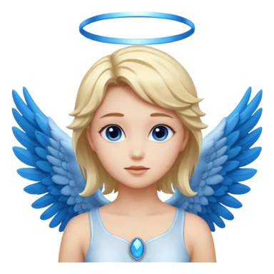 anime style angel with a blue halo and blue wings sticker