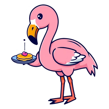 flamingo with a pancake sticker
