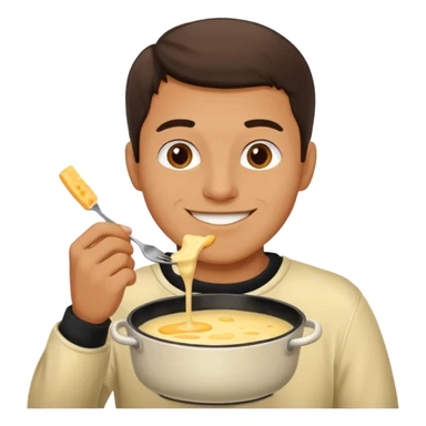 man almost eating cheese fondue sticker