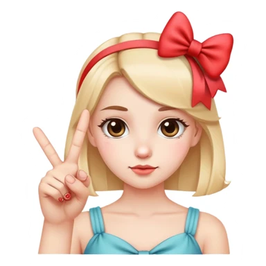 I would like an emoji of a cute girl with a bow on her head and showing the middle finger. sticker