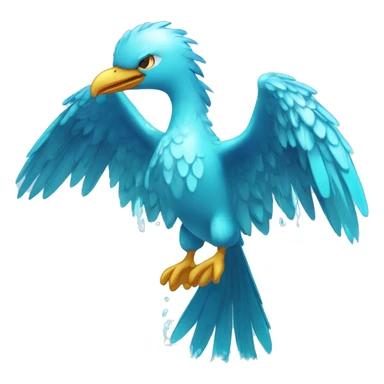 Wet dripping watery Cool Cute Fantasy legendary sea-bird water-type-Hydro-Phoenix-avian Fakemon full body sticker