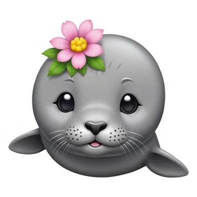 Seal with flower on the head sticker