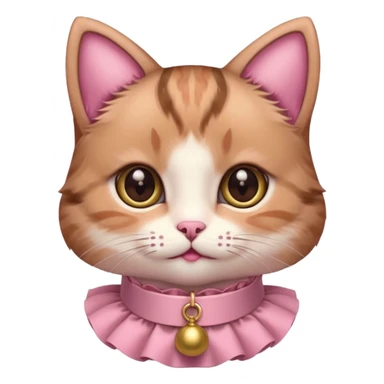neko with big eyes, bell ruffle coller pink brown cat happg eyes sticker