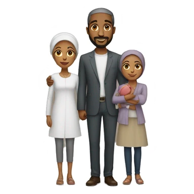 black muslim family father mother three kids sticker
