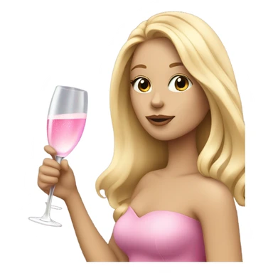 Pretty blonde lady with long hair drinking pink champagne sticker
