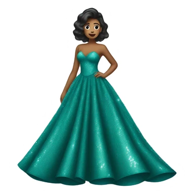 teal glittery prom dress sticker