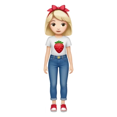 Strawberry shortcake human girl full body and legs with a strawberry barrette on her hair without a cake sticker