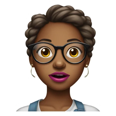 Sassy brown skin girl with glasses blowing bubble gum sticker