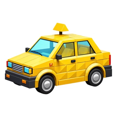 3D render of Low-Poly Car, digital glitch art aesthetic, data corruption visual, blocky vehicle made of bright yellow triangles, pixelated distortion, emoji style, isolated on white background --v 6.0. sticker