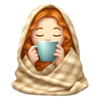 Ginger girl inside a blanket sipping coffee eyes closed sticker
