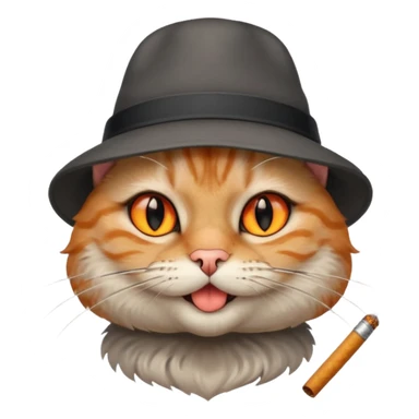 Smirking cat with cigarette and hat sticker