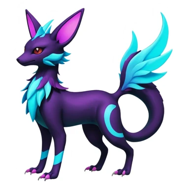 Colorful scaly flurry bioluminescent dark gloomy ghoulish spooky dull dusky translucent neon edgy cool dark edgy Latias-Sergal-Vernid-feline-Umbreon-Sylveon-Bastet-Fakémon-hybrid-fusion-creature, full body sticker