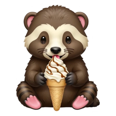 dondurma yiyen bal porsuğu sticker