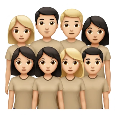 group of people  together ; men and women with brown, blonde, black hair wearing beige shirts aesthetic sticker