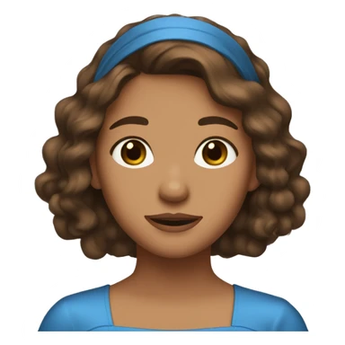 Let us be a girl, brown hair, light skin, brown eyes, listen to music and cry, and wear a blue dress. sticker