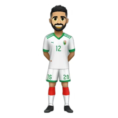 I want an emoji of the player Riyad Mahrez holding the African Cup2024 He wears the Algerian national team uniform sticker