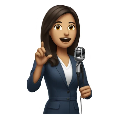 brunette woman speaking with microphone on stage sticker