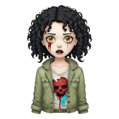 garota zumbi com cabelo cacheado preto sticker