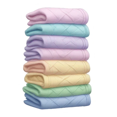Stack of folded pastel hoodies with patterns sticker