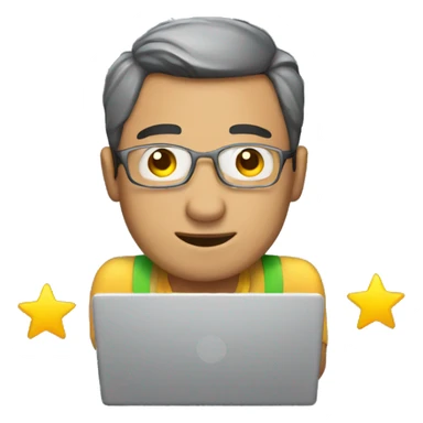 man with laptop rate with 5 stars sticker