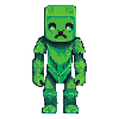 Minecraft Creeper in classic pose in pixel art style sticker