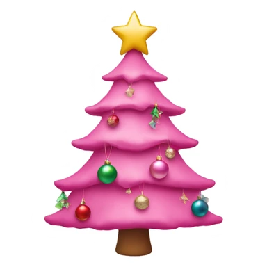 pink christmas tree with ornaments  sticker